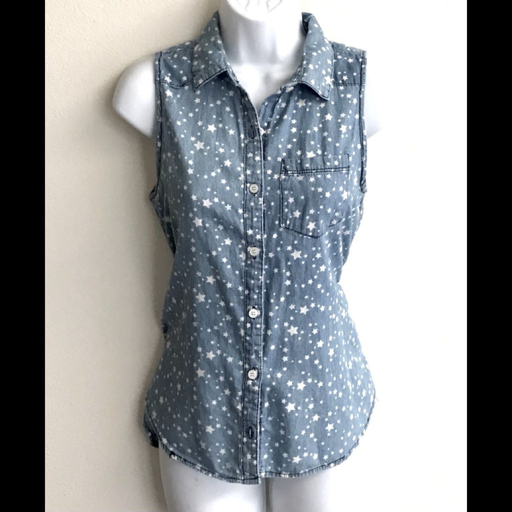 Acid stars on chambray button up